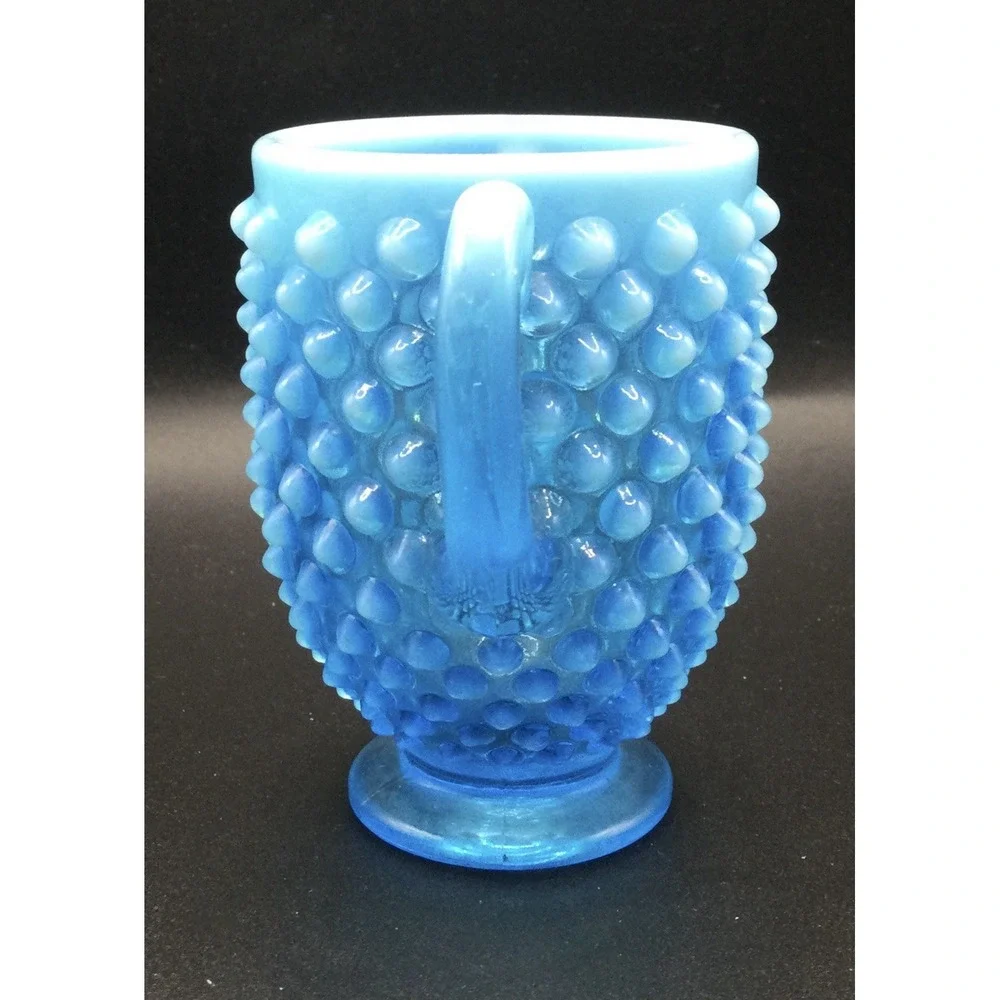 Fenton Blue Opalescent Art Glass Hobnail Sugar Bowl  3.25